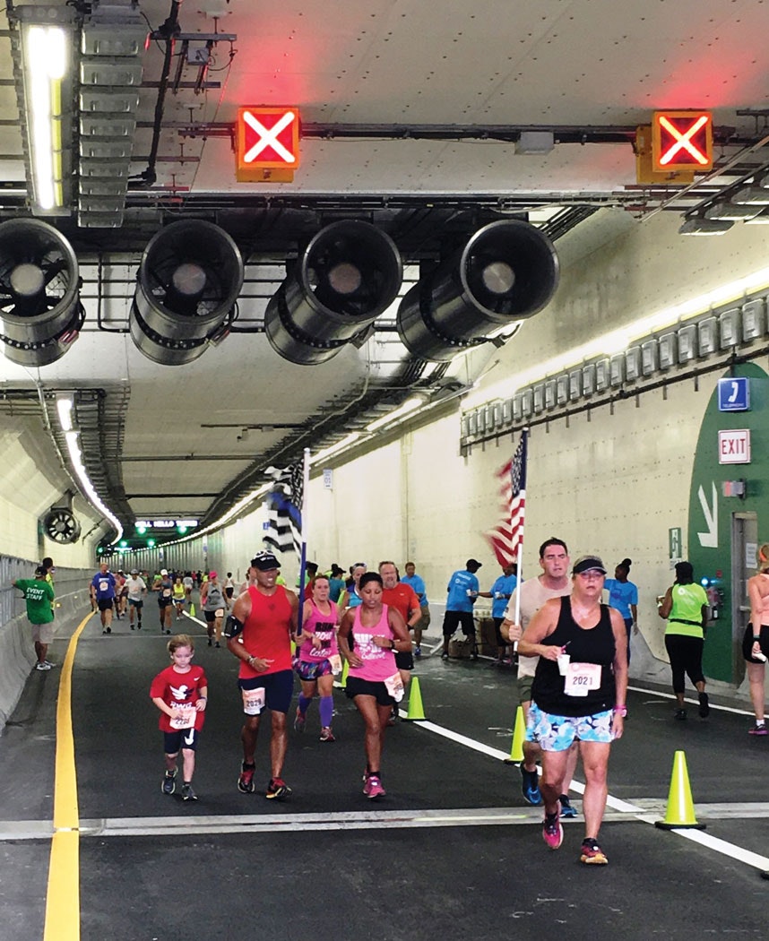 Runners participate in the Elizabeth River Tunnels 5k Run/Walk—one of the new Midtown Tunnel opening events