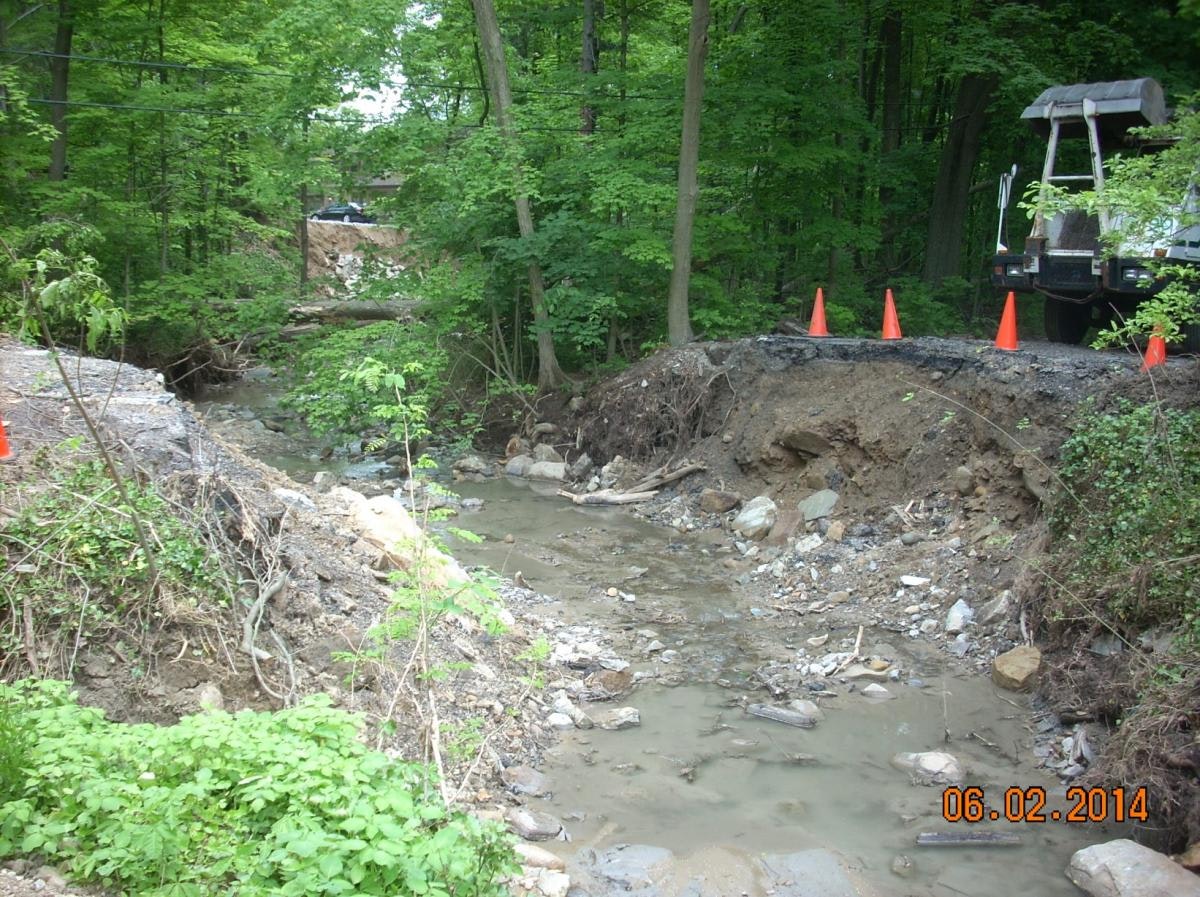 After removal of the washed-out structure, crews were able to fully access the Shaw Road site over Yellow Creek.
