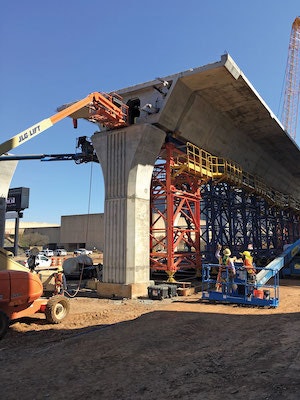Crews building the main 59/20 bridges.
