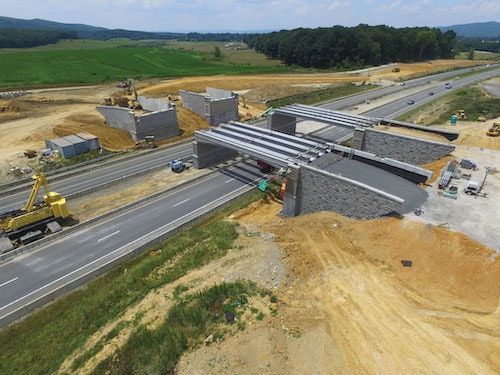 two, dual-span concrete bridge structures allow for additional interior lanes in the future